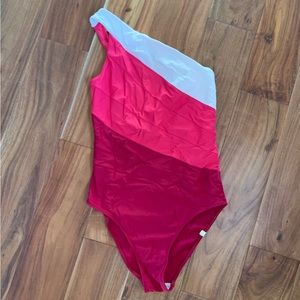 Summersalt One-Shoulder Colorblock One Piece - Red and White